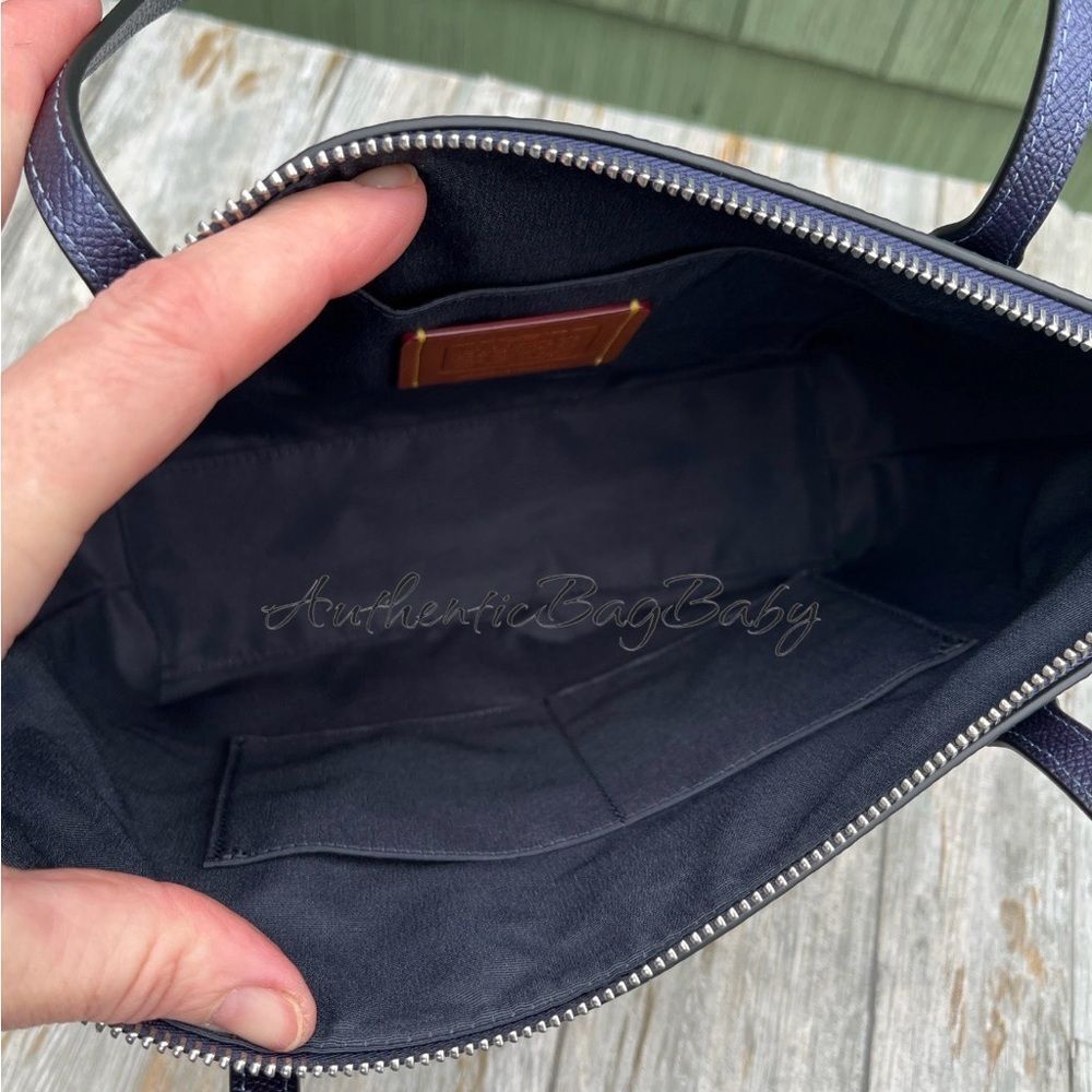 Coach Fiona Zip Tote Bag in Blue Metallic Purse - Picture 5 of 7